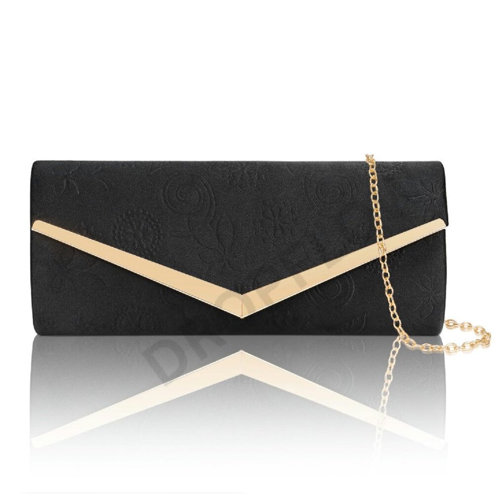 Satin Envelope Clutch Elegant Formal Evening Bag Detachable Chains Versatile